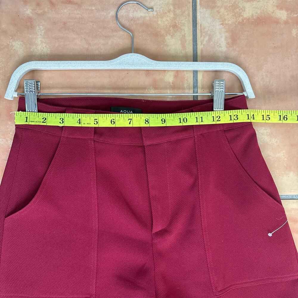 AQUA Burgundy Wide Leg Pull-On Knit Pants XS High Rise Stretch Career Casual - Picture 4 of 5